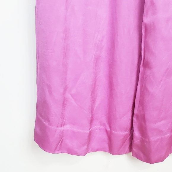 Zara Xl satin wide leg high rise trouser pants orchid silky feel quiet luxury - Picture 6 of 12